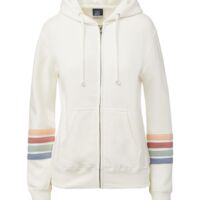 Women's Striped Sleeves Full-Zip Hooded Sweatshirt Thumbnail