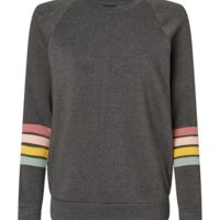 Women's Striped Sleeves Crewneck Sweatshirt Thumbnail