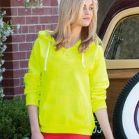 Women's Sueded V-Neck Hooded Sweatshirt Thumbnail