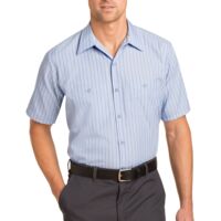 Short Sleeve Striped Industrial Work Shirt Thumbnail