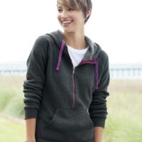 Women's Triblend Half-Zip Hooded Sweatshirt Thumbnail