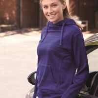 Women's Odyssey Striped Performance Fleece Lapover Hooded Sweatshirt Thumbnail