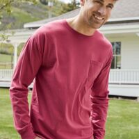 Unisex Garment-Dyed Long Sleeve T-Shirt With a Pocket Thumbnail