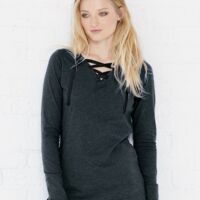 Women's Fine Jersey Lace-Up Long Sleeve T-Shirt Thumbnail