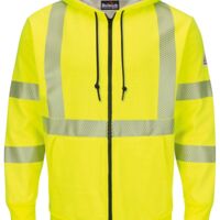 Men's Tall Hi-Visibility Zip-Front Hooded Fleece Sweatshirt with Waffle Lining Thumbnail