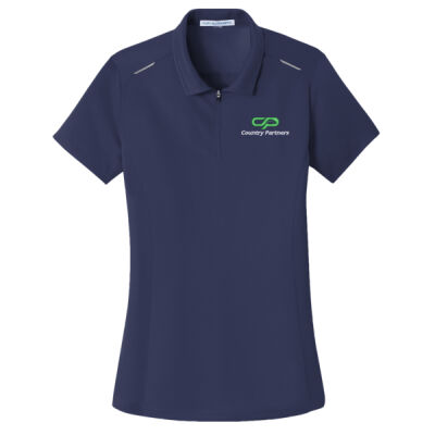 Ladies Pinpoint Mesh Zip Polo Thumbnail